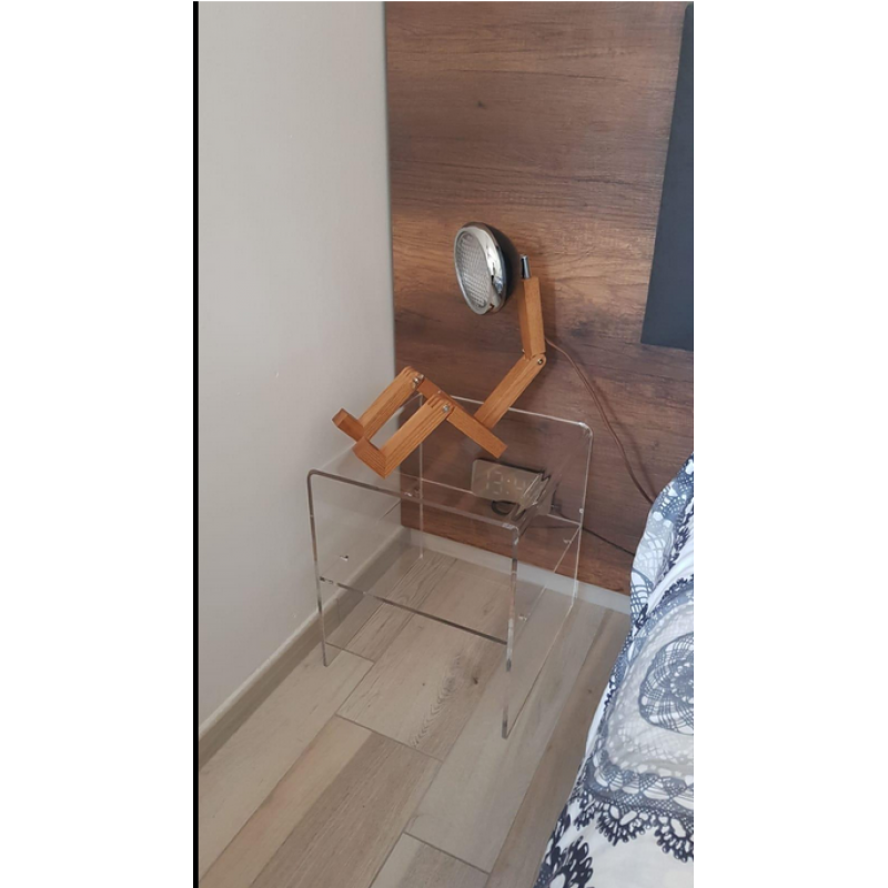 Plexiglass Living Room Table with Shelf – Modern Clear Table, Bedside Table and Living Room Table