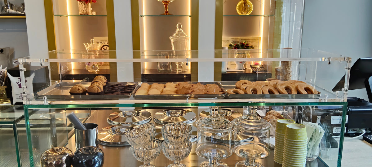 Vetrina Porta Brioche e Alimenti in Plexiglass Trasparente 100 cm – Espositore da Banco per Bar, Pasticcerie e Buffet