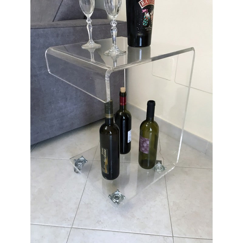 Tavolino Servitore da Divano in Plexiglass con Ruote Trasparenti – Carrello, Comodino e Tavolino da Salotto