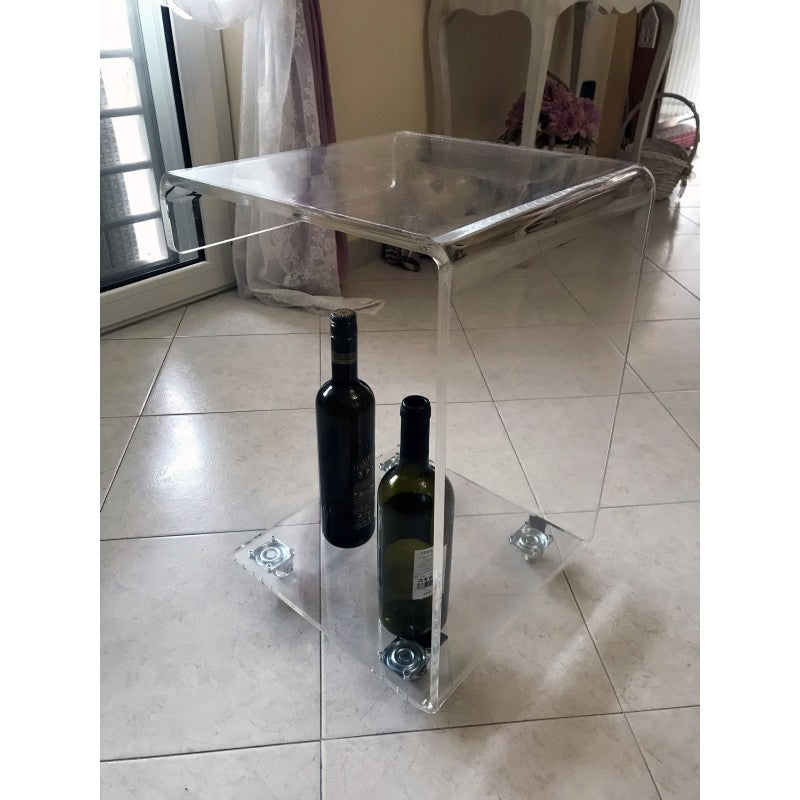 Tavolino Servitore da Divano in Plexiglass con Ruote Trasparenti – Carrello, Comodino e Tavolino da Salotto