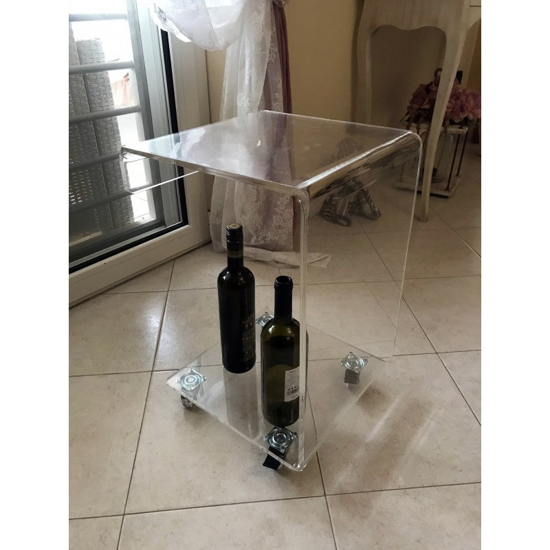 Tavolino Servitore da Divano in Plexiglass con Ruote Trasparenti – Carrello, Comodino e Tavolino da Salotto