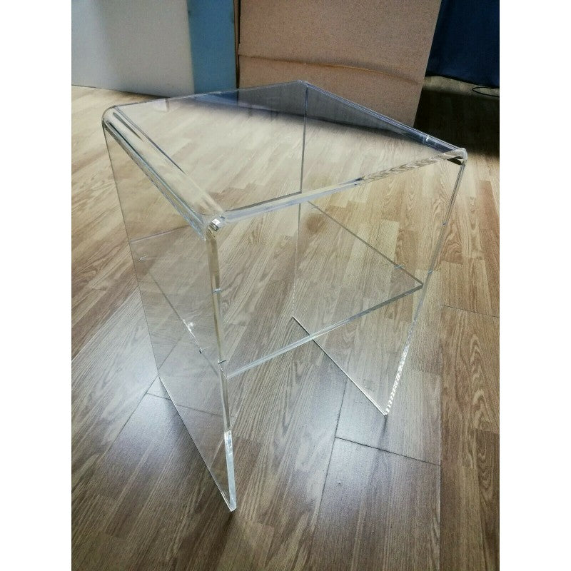 Plexiglass Living Room Table with Shelf – Modern Clear Table, Bedside Table and Living Room Table