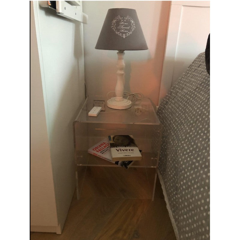 Plexiglass Living Room Table with Shelf – Modern Clear Table, Bedside Table and Living Room Table