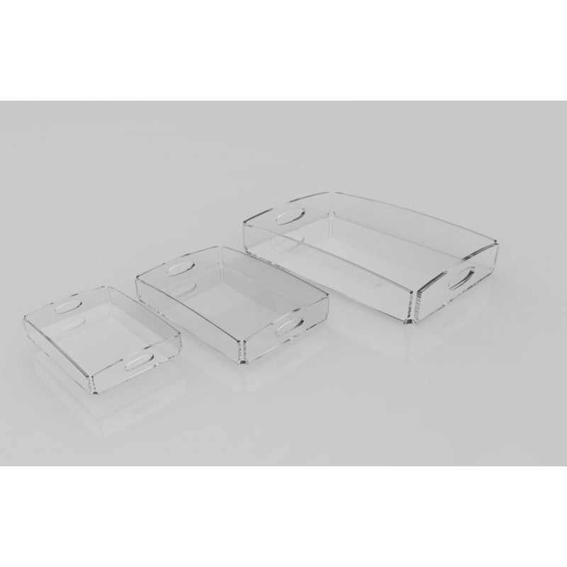 Astroplastic Vassoio da Portata Rettangolare in plexiglass di Alta qualità (Trasparente o Bianco) con Manici