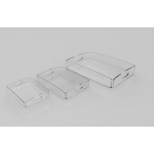 Astroplastic Vassoio da Portata Rettangolare in plexiglass di Alta qualità (Trasparente o Bianco) con Manici
