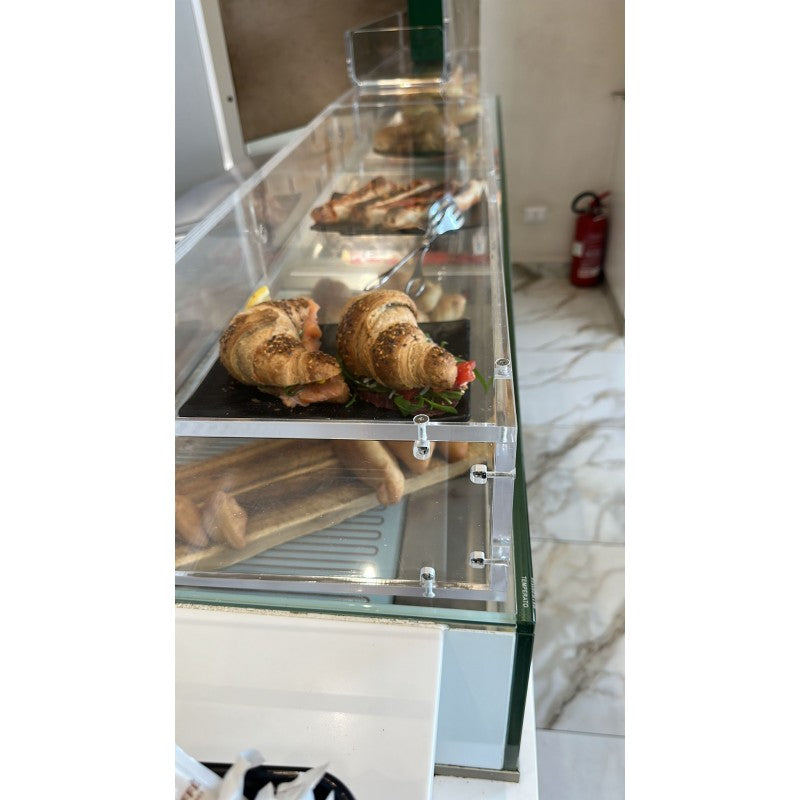 Vetrina Porta Brioche e Alimenti in Plexiglass Trasparente 100 cm – Espositore da Banco per Bar, Pasticcerie e Buffet