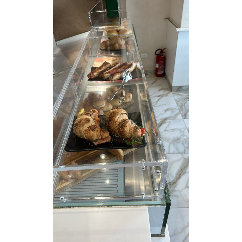 Vetrina Porta Brioche e Alimenti in Plexiglass Trasparente 100 cm – Espositore da Banco per Bar, Pasticcerie e Buffet