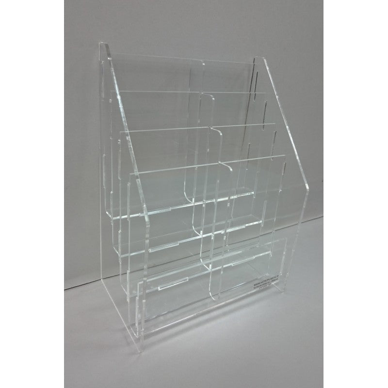 Espositore da Banco in Plexiglass con 8 Tasche (4+4) – Display per Schede, Biglietti e Materiale Promozionale