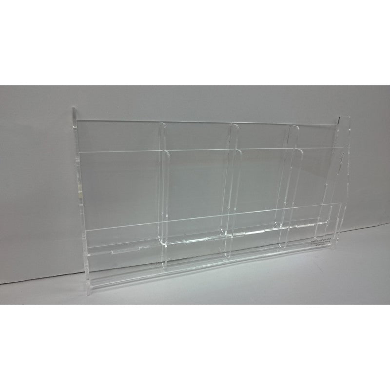 Space-Saving Plexiglass Display with 8 Mixed Pockets – Holder for Cards, Leaflets, Tickets and Documents