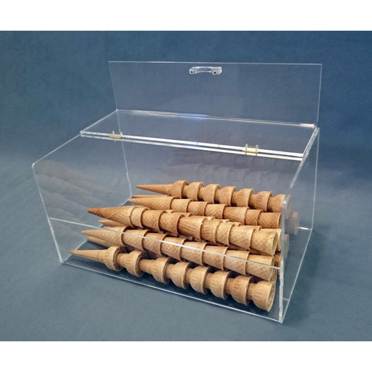 Contenitore Espositore in Plexiglass per Coni Gelato e Multiuso – Apribile dall'Alto