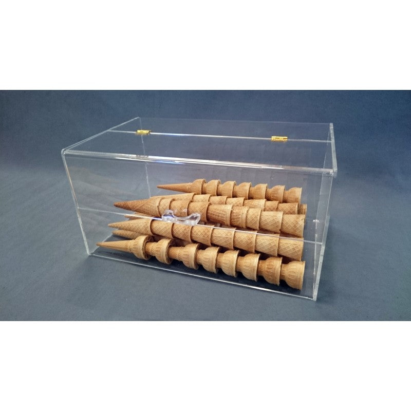 Plexiglass Display Container for Ice Cream Cones and Multi-Purpose Use – Opens from the Top
