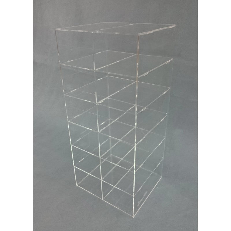 Présentoir en plexiglas à 12 cases en nid-d'abeilles - Display de comptoir pour fiches, billets, documents et matériel promotionnel