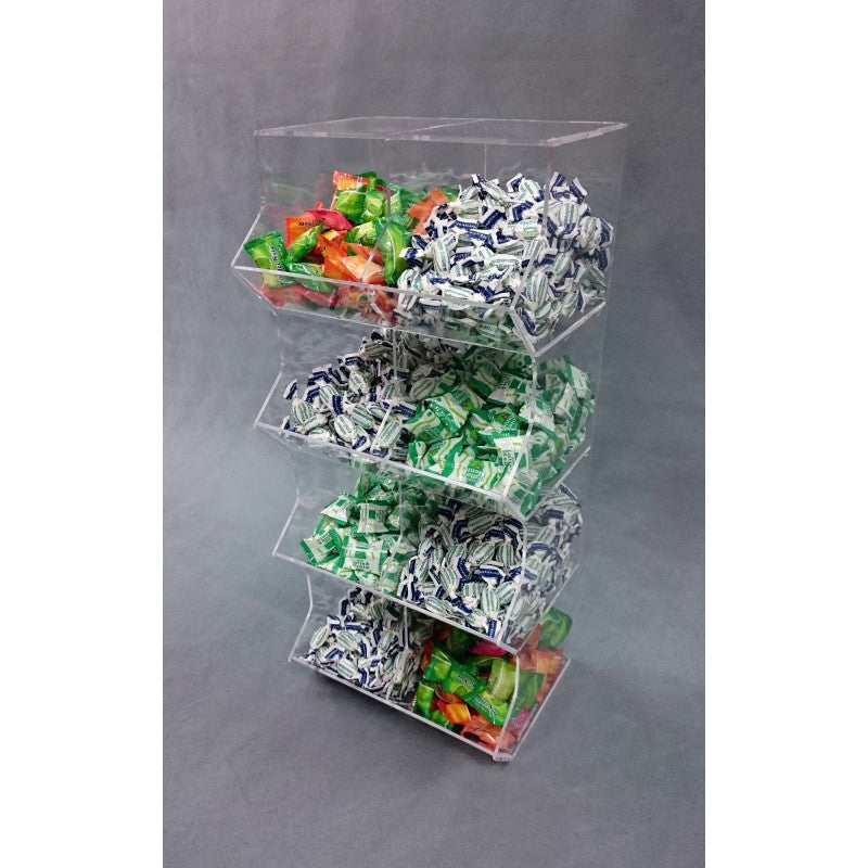 Contenitore Porta Caramelle in Plexiglass a Cubo – Disponibile in 8 Configurazioni | Espositore da Banco per Snack e Dolciumi