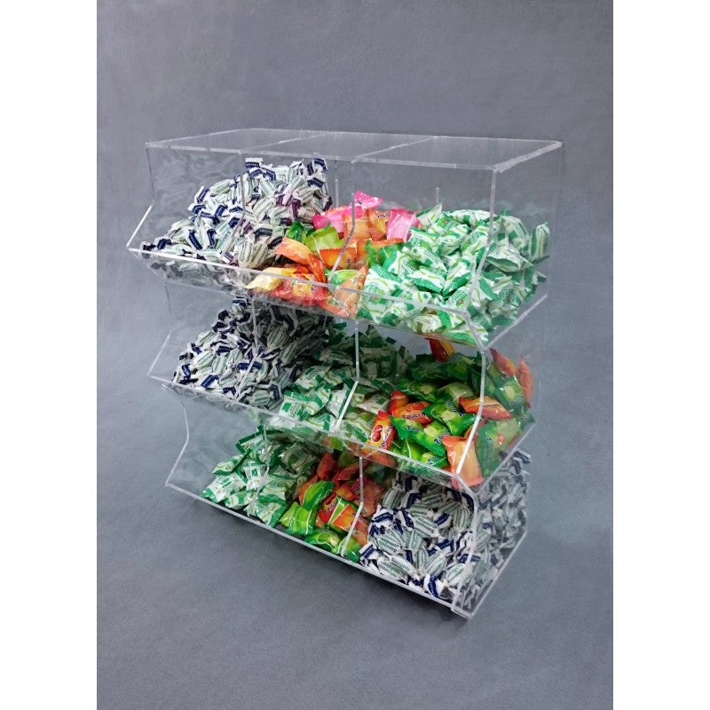Contenitore Porta Caramelle in Plexiglass a Cubo – Disponibile in 8 Configurazioni | Espositore da Banco per Snack e Dolciumi