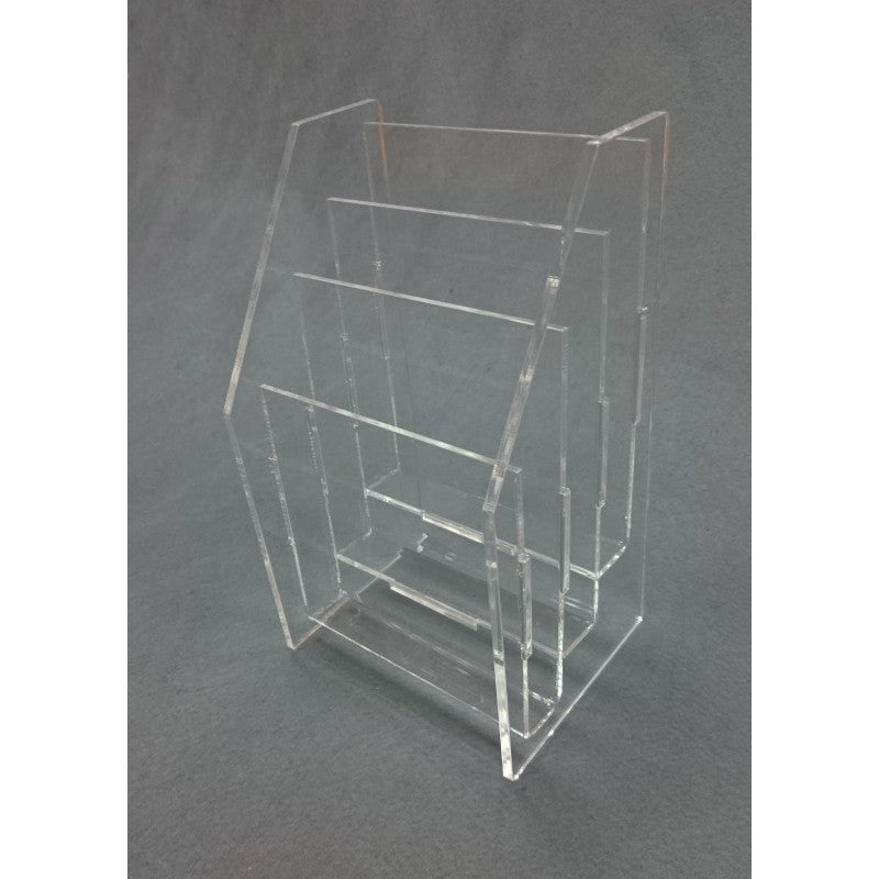 Espositore da Banco in Plexiglass con 5 Alzate Verticali – Display per Schede, Biglietti e Materiale Promozionale
