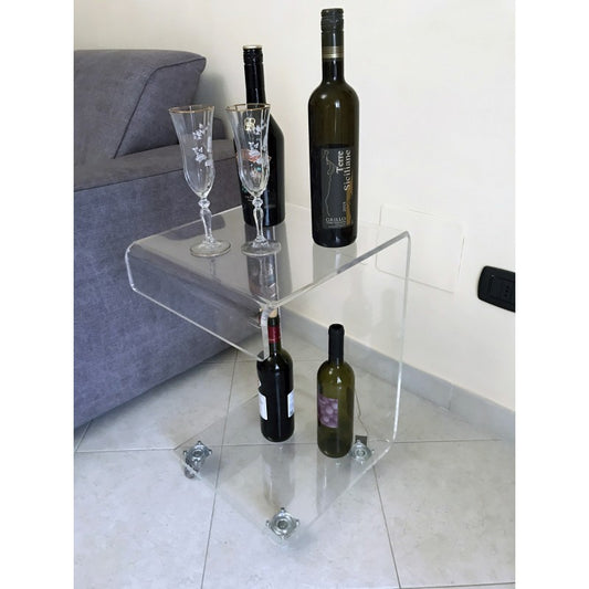 Tavolino Servitore da Divano in Plexiglass con Ruote Trasparenti – Carrello, Comodino e Tavolino da Salotto